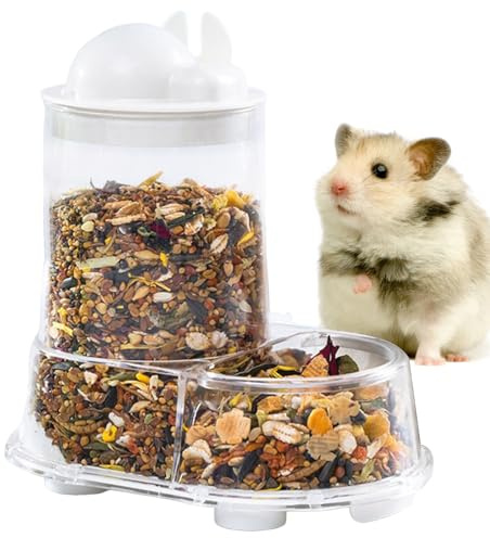 Automatischer Hamster-Futterspender – Automatischer Igel-Futternapf – Wasserflaschenhalterung mit großer Kapazität für Leckerlis, Kaninchen, Nisttraining im Innenbereich