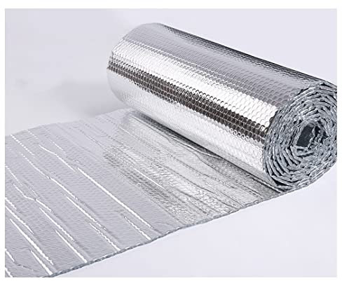 Rotolo di Isolamento in Lamina, Rotolo di Lamina a Bolle, Doppio Foglio Isolante in Alluminio per radiatori, per l'uso in pareti, Pavimenti e tetti, Riflettente del Calore, Varie Dimensioni, Serre V