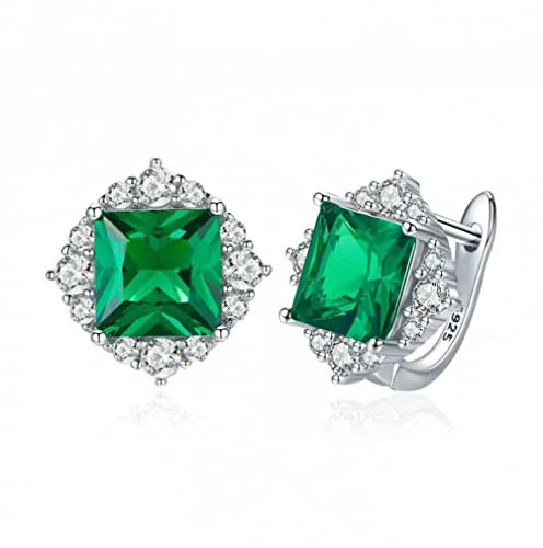 Pendientes de tuerca de circonita cuadrada verde para mujer, aretes de boda