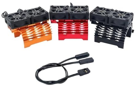 Dissipateur Thermique RC avec Double Ventilateur de Refroidissement for Voitures RC 4268, 4274, 4092 1/8 et 1/10(40 42mm Black)