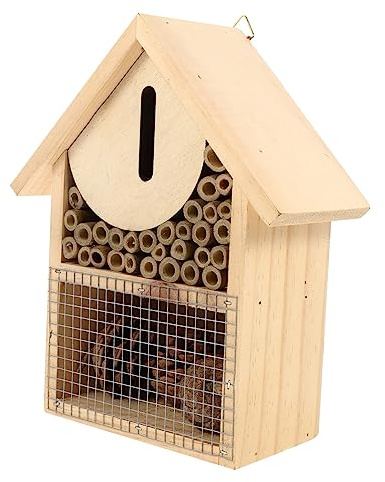 IMIKEYA Hängender Bienenstock aus Holz Bienenbruthaus für Garten Bienenhabitat als Lebensraum für Insekten