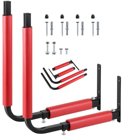 SWAWIS 1 Paar Wandhalterung für Dachboxen Verstellbarer 33-57cm, Maximale Tragkraft: 50KG, zur Aufbewahrung von Dachboxen Surfbrettern Sportgeräten(Rot)