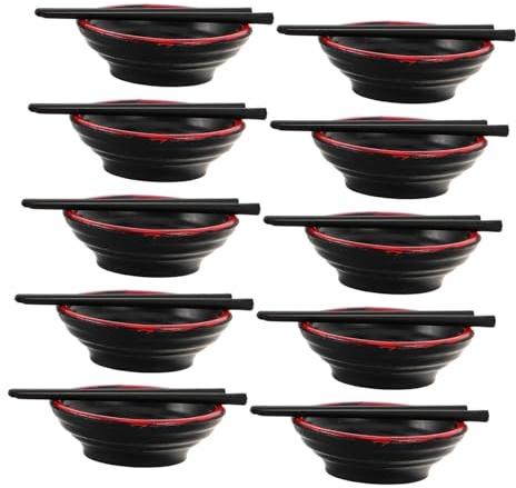 FRCOLOR 20 Juegos Tazones De Muñecas y Palillos Fingir Jugar Juguete Juguetes De Cocina para Accesorios De Casa De Muñecas Black