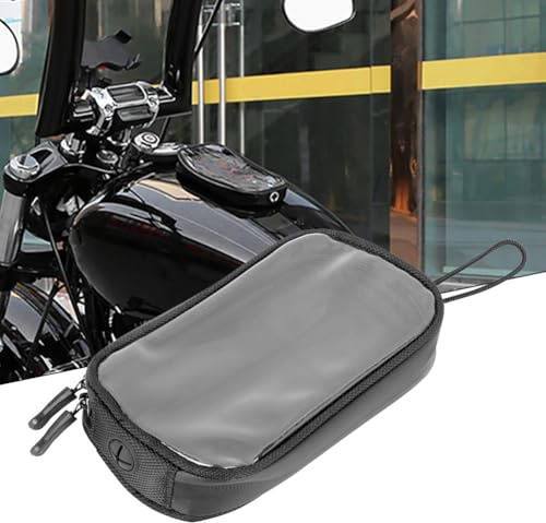 Gettimore Bolsa magnética para tanque de motocicleta con ventana transparente para teléfono, piel sintética impermeable, 7 imanes fuertes, se adapta a tanques de gas de metal, color negro