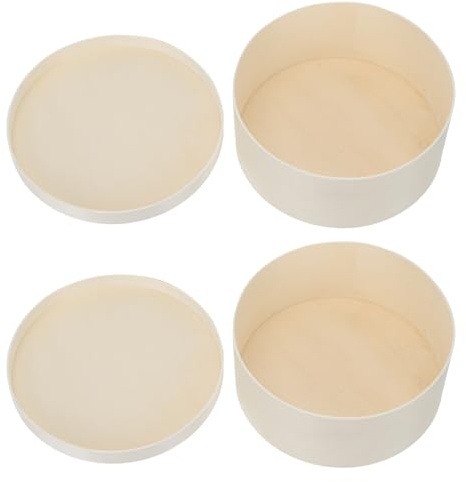 Ipetboom Cajas de Madera para Embalaje de Postres Redondas 125X55 CM 2 Unidades Contenedor Ligero para Pasteles y Alimentos Caja para Guardar Tartas y Repostería Casera