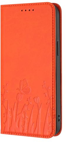 PONRFEKT Funda Cartera para Motorola Moto E40 / E30 / E20,Funda Libro de Cuero PU con Tarjetero,Cierre magnético,función Soporte y protección antichoques-Naranja