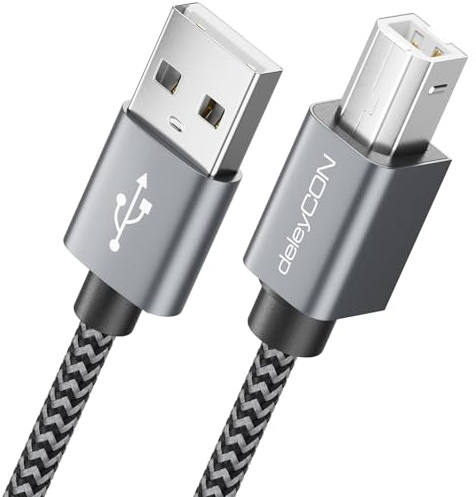 deleyCON 1m USB 2.0 Cavo Stampante Scanner USB A a B Connettore per Stampante Laser Scanner Printer MIDI Copiatrice Multifunzione