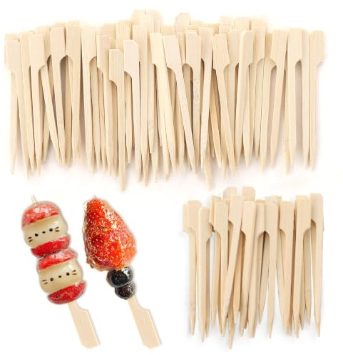 Ghligna 2000Pcs Wooden Paddle Skewers 9cm | Natural Bamboo Sticks for BBQ Party, Chocolate Fountain, Buffets & Satay | Multipurpose Kebab Sticks for Fruit Picks & Garnishes