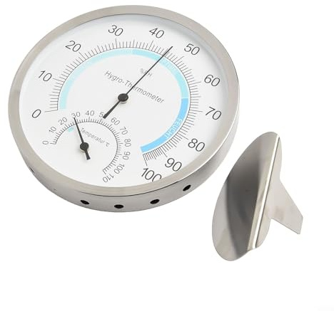 Monitor de clima analógico de acero inoxidable para seguimiento de temperatura interior y humedad en espacios habitables, áreas de trabajo e invernaderos