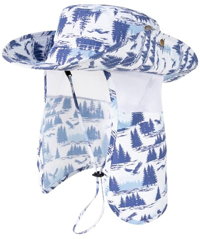 TOP-EX UVCoolix™ Solhatt för herr och dam UPF 50+ med nackskydd, vattentät utomhushatt för vandring & fiske, svallande safarihatt med bred krempe, andningsbar, hopvikbar, justerbar, L-XL