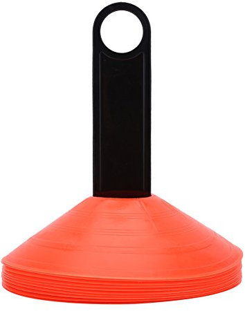 VGEBY 10er Set Markierungskegel Markierungshütchen für Fußball Sport Training Trainingskegel mit Tragegriff Kegel Set (Farbe : Orange)
