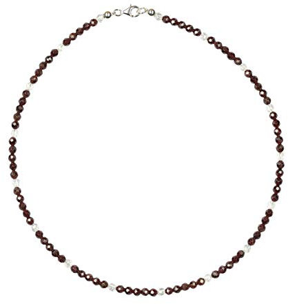 Granat Schmuck (Halskette) Granat Kette Granat Kugeln facettiert mit Bergkristall Kugeln facettiert Verschluss 925er Sterling-Silber Modellnummer 7064