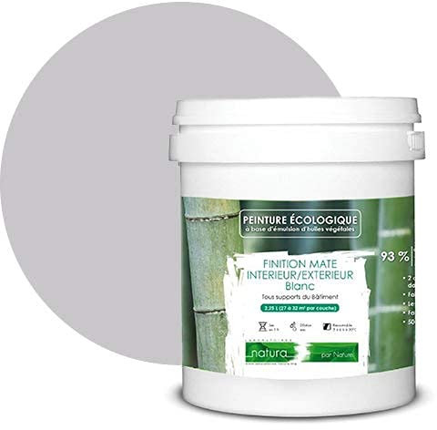 Peinture naturelle écologique aspect MAT NATURA - intérieur extérieur -1 L, Gris galet