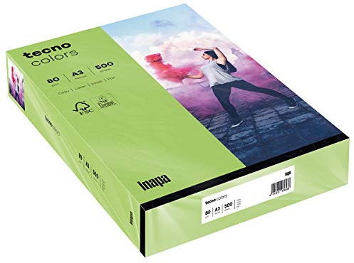 inapa farbiges Druckerpapier, buntes Papier tecno Colors: 80 g/m², A3, 500 Blatt, grün