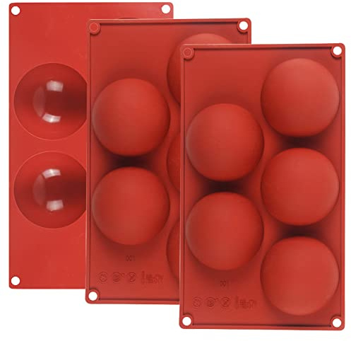 NALCY Muffin Silicone, Muffin Cioccolato Ciambella, Silicone Mezza Sfera, Stampo Forma Mezza Sfere, 5 Cavità, Grande Semi-Sfere Stampo, Set di 3
