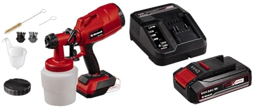 Einhell Akku-Farbsprühsystem TC-SY 18/60 Li Power X-Change (Li-Ion, 18 V, Förderleistung 650 ml/min, 800 ml Farbbehälter, inkl. 2,0 mm und 2,5 mm Düse, 2,5 Ah Akku und Ladegerät)
