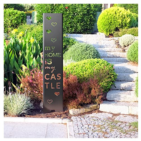 tuning-art EW102-BLK Gartenstecker Gartenschild Castle | Garten Deko | Abkantung | 120cm x 21cm