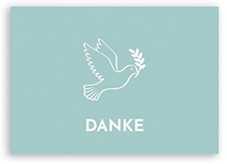 Friendly Fox 12 Dankeskarten mit Umschlag, DIN A6 Klappkarten türkis Taube Dankeschön Karten