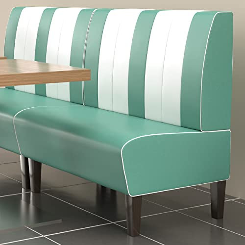 GGMMÖBEL American 1 | Dinerbank | B:H 180 x 103 cm | Gestreift | Türkis | Leder | American Diner Möbel, American Dinerbank