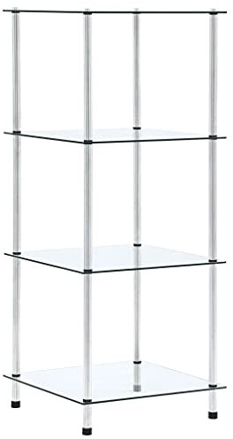 Ausstellungsständer,Lagerregal Für Büroschule Blumenstand Organizer-Sideboard Bücherregale,Regal mit 4 Ablagen Transparent 40x40x100 cm Hartglas,Schlafzimmer, Wohnzimmer, Büro,Einfaches Design