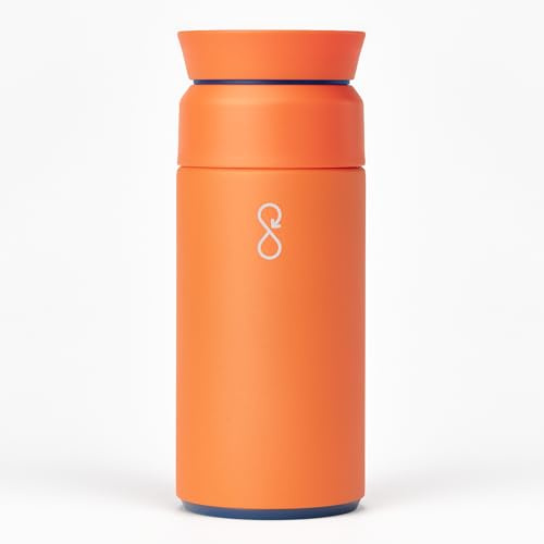 Ocean Bottle Brew Flask 350ml | Insulated Travel Flask for Hot & Cold Drinks | Recycled Stainless Steel | Sustainable, Eco Friendly Gift (Sun Orange)