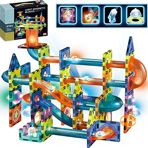 morkka Magnetic Light Orbital Block Building Blocks, 75pcs STEM Toys for Kids 3 4 5 6 7 8 Years 3D Educational Toys Building Blocks Set Construction Gift for 3-12 Boys and Girls (110PCS)