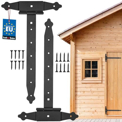 KOTARBAU® Set di 2 ganci a croce da 350 mm, con cerniera a T, rivestimento in polvere