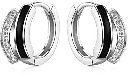 Creolen Silber 925, Ohrringe Silber 925 mit Zirkonia für Damen Mädchen, Klein Creolen Silber Huggie Schlafen Knorpel Ohrringe 10mm