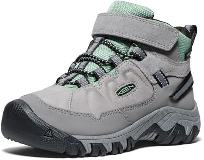 KEEN Unisex-Child Targhee 4 Mid Waterproof Hiking Boots, Alloy/Granite Green, 12