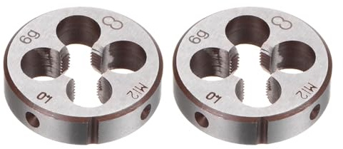 QUARKZMAN 2 Stück Runde Schneideisen Metrisches M12 x 1 Gewinde | Schneidwerkzeug aus legiertem Werkzeugstahl, Rechtsgewinde, Zur Reparatur von Schrauben