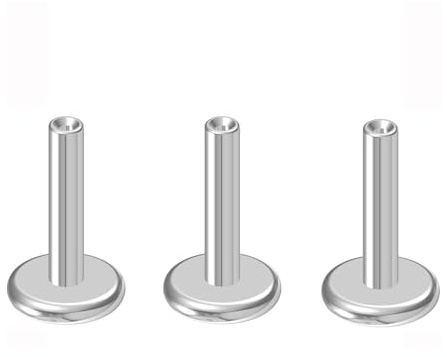Body CAC Titanium 3PCS16G×6mm Internal Thread Labret Post, Flat Back Monroe Piercing Bars