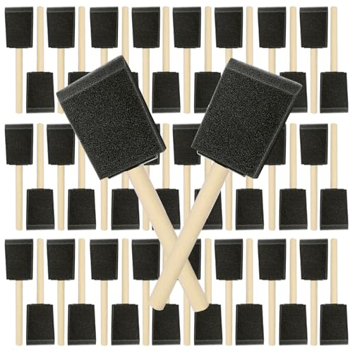 EOGRFW 30 Stück Schaumstoffpinsel, Schaumstoff Pinsel Set, Schwarz | Schaumstoff Stupfpinsel, Schaum Pinsel Schwamm, Schwammpinsel Mit Holzgriff, Malerei Schwamm Werkzeug für DIY Malerei, Kunsth