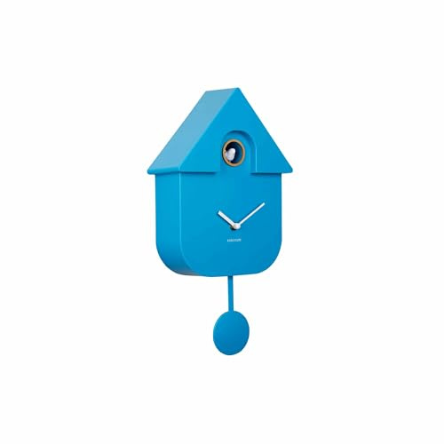 Karlsson Kuckucksuhr Modern Cuckoo - Blau - 8.5x21.5x41cm - Rechteck - Thermoplast - Wanduhr Modern Wohnzimmer - Wanduhren - Kuckucksuhr