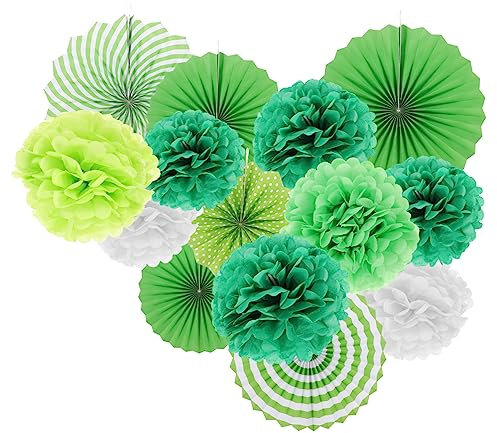 PLAFOPE 14stücke Teiliges Papier-Fan Und Pom Pom Für Partys Bunte Dekorationen Für Hochzeiten Shower Festivals Und Klassenzimmer Wiederverwendbar Und Einfach Aufzuhängen