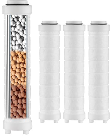 Nafall Duschkopf filter, 4 PP-Baumwollfilter mit Mineralkugeln | Entfernt effektiv Restchlor, Schwermetalle und andere Verunreinigungen und lindert trockene und juckende Haut