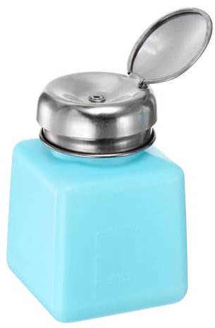 sourcing map Solvent Alcohol Dispensers 100ml(3.4oz) Push Down Liquid Dispenser Pump Bottle with Sealing Stainless Steel Lid for Acetone Solution, Blue
