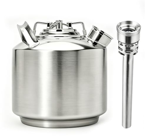Howaoo 1.6 Gallon Cleaning Keg with D Coupler for Beer Line Cleaner, Beer Line Cleaning Kit Made of Stainless Steel, Beer Line Cleaner Used for Beer Line Cleaning, 1.6 Gallon Keg Line Cleaning Kit