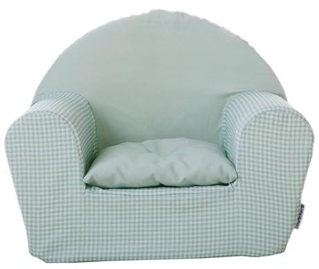 Creaciones Llopis Sillón Infantil para Niños y Niñas – Sofá Infantil Acolchado con Varios Diseños adorables – Fabricado en España (Vichy Agua Marina)