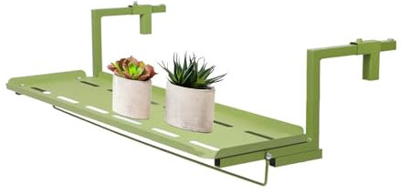MBBTAG Support Pot Métal Clôture, garde-corps porte-pot, Crochet réglable, pot plante garde corps, jardiniere balcon suspendue, support jardiniere balcon, Convient pour balcon/balustrade/jardin(Vert,9