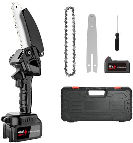 Mini Chainsaw Cordless 6 Inch, Electric Saw Battery Chainsaw Chain Saws with 1 2.0Ah Battery and 1 Super Chains, Small Chainsaw Power Tools for Cutting Trees, Cut Wood, Tree Trimming (2024 Upgrade)