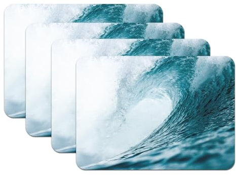 Platzsets mit Unterseite aus Gummi, Welle, Meer, Ozean, Wasser, Foto, Marine, Tauchen, Surfen, Bali – großes Format 39,5 x 28,5 cm, 4 Stück