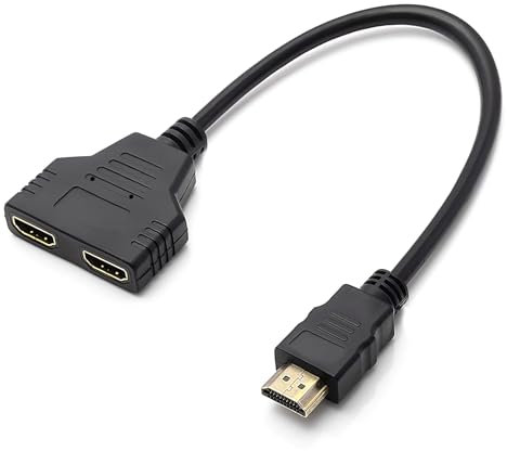 ltteea Répartiteur HDMI 1 entrée 2 sorties adaptateur de câble HDMI mâle vers double femelle 1 vers 2 voies adaptateur HDMI moniteur adaptateur 2 ports HDMI prise en charge pour LED LCD DVD TV double