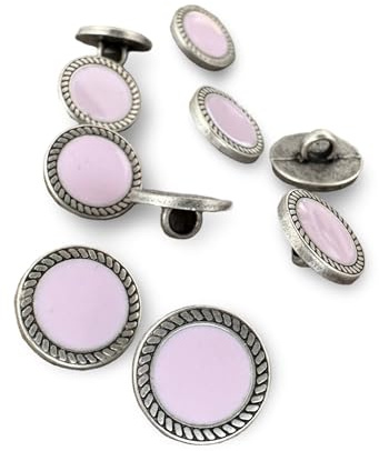 bezaubernde kleine silber mit rosa Metall Knöpfe kleine Ösenknöpfe 13mm (10 Stück)