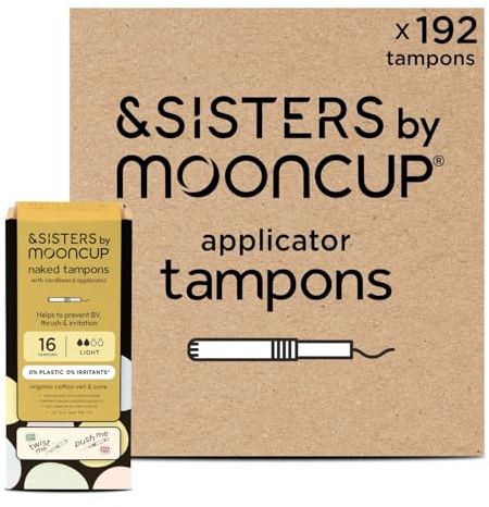 &SISTERS® by Mooncup Tampons mit Karton-Applikator, leichte/normale Durchflussrate, Bio-Baumwolle, 192 Tampons