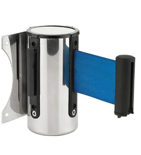 PENGKTXXY Absperrkette Wandhalterung Einziehbarer Gurt Pfosten Warteschlange Absperrpfosten Band Mit 5M Länge Gurt(Blue)