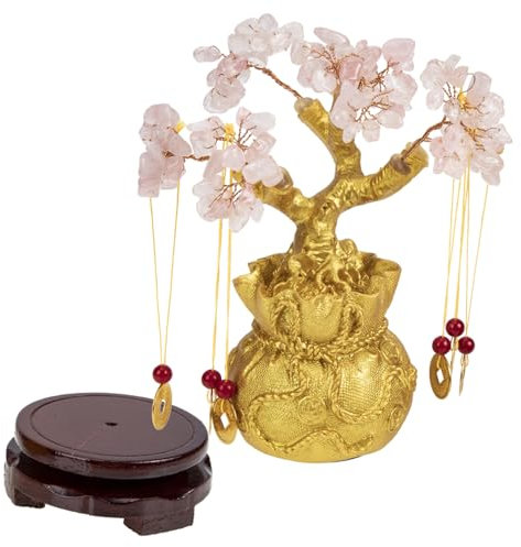 Warmhm Kristall Glücksbaum Dekoration Natürliches Feng Shui Geldbaum Ornament Mit Sockel Für Tischdeko Büro Geschenk Feng Shui Wohlstandspflanze Zubehör