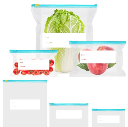 70 Pezzi Sacchetti per Congelatore per Alimenti, Riutilizzabili | Sacchetti Congelatore Zip Grandi Medi e Ppiccoli, per Conservare Verdure, Frutta, Snack, Carne, Cucina, Pesce e Pane