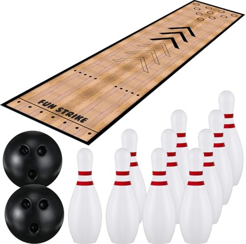 KEAGAN Mini Bowling Set, Full Bowlingbahn Spiele Spielzeug, Indoor Outdoor Home Bowling Set, Bowlingbahn Set mit Bowlingbahn, Bowlingstifte & Ball, Bowlingspiele Set für Sport Interaktion Freizeit