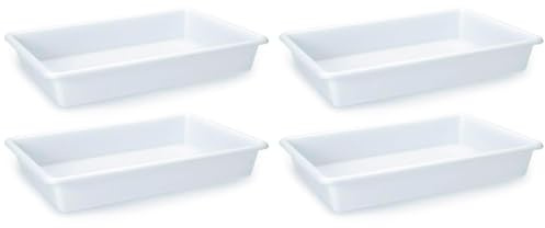 AC - Pack de 4 Bandejas Frigoríficas - Capacidad de 9 L - Fabricado en Plástico - Apto para Microondas y Congelador - 7,5 x 43,5 x 28 cm - Color Blanco
