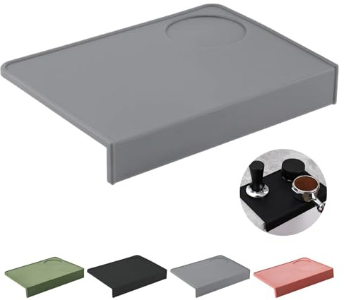 MORAINJAY Coffee Tamper Mat with Stabilizing Corner Support, 15x20cm Non-Slip Silicone Espresso Mat, Reinforced Tamper Mat Grey, Dishwasher Safe Barista Accessory for Home & Commercial Use